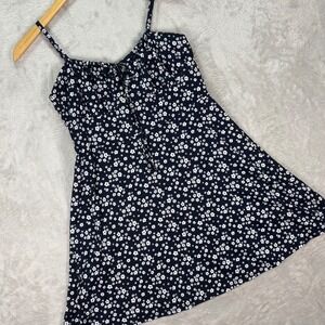 Hollister Women's Dress Navy Daisy Floral Sleeveless Mini Sundress Sz L Summer